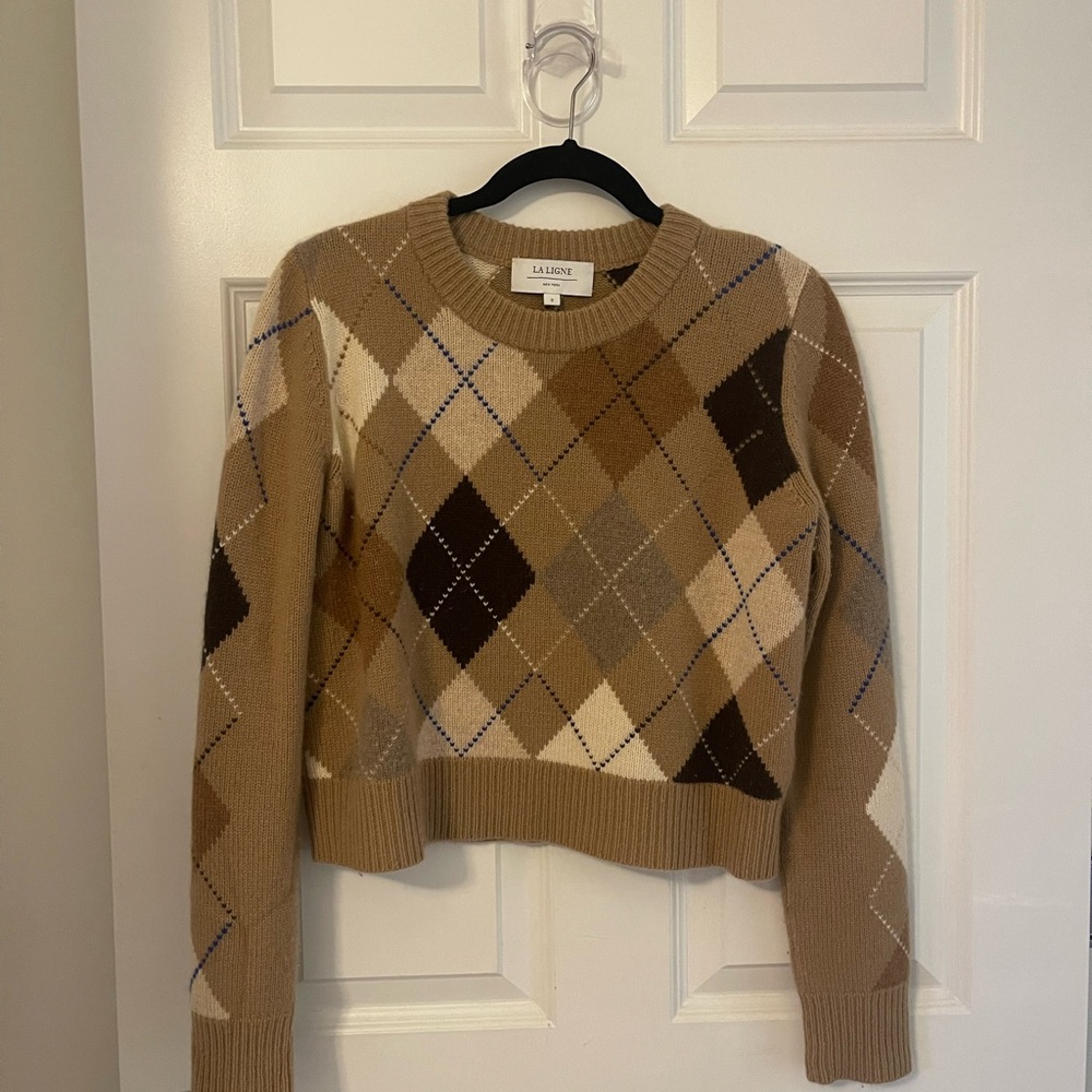 Women's Argyle Sweater - Brown